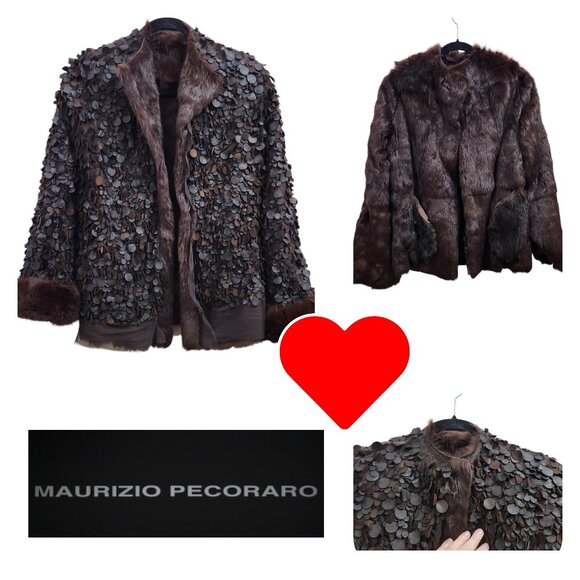 MAURIZIO PECORARO MILANG Reversible jacket made of natural rabbit fur  Size IT42 - Picture 1 of 16